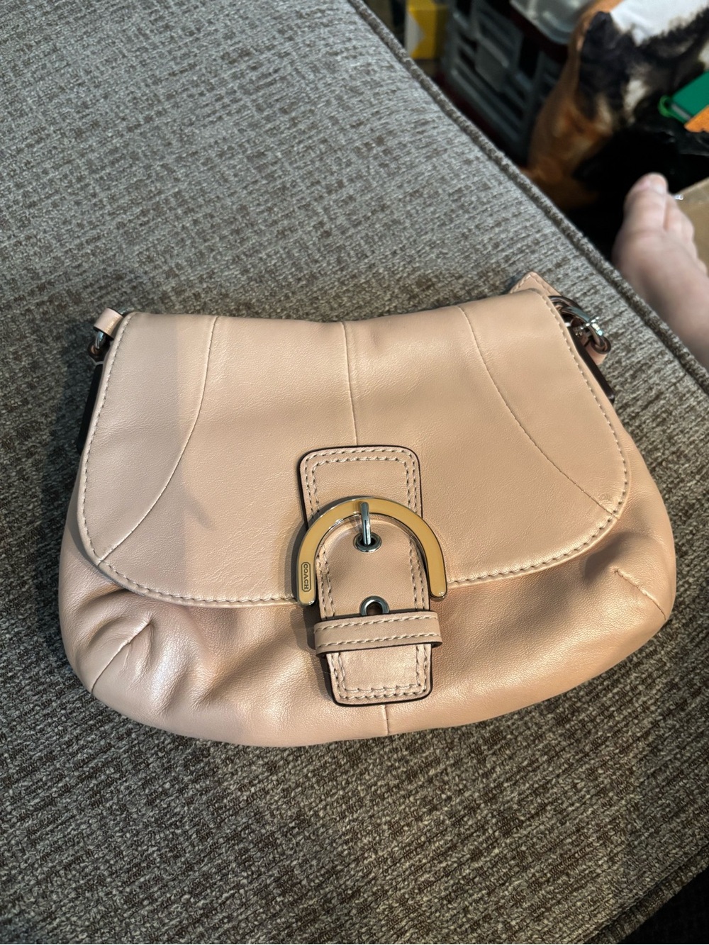 Coach Blush Pink Leather Crossbody with Gold Buckle